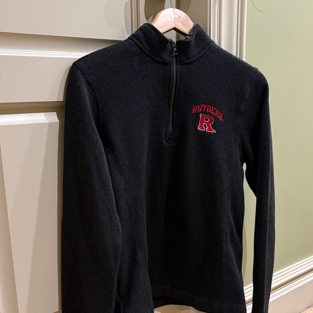 Champion Rutgers Scarlet Knights Quarter Zip Ribbed Pullover - Small